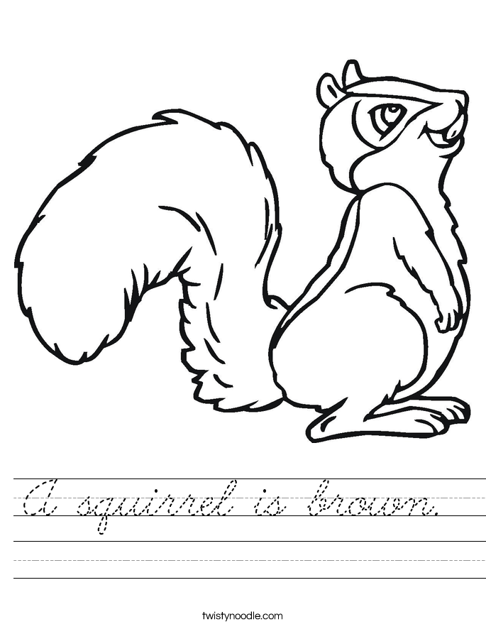 A squirrel is brown.  Worksheet