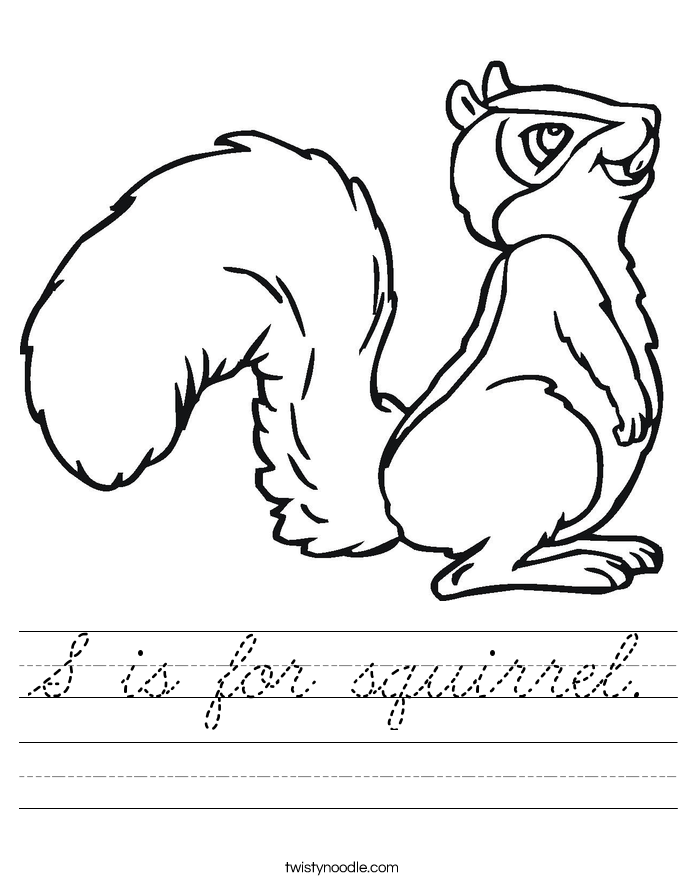 S is for squirrel. Worksheet