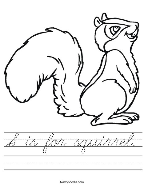 Squirrel with Bushy Tail Worksheet