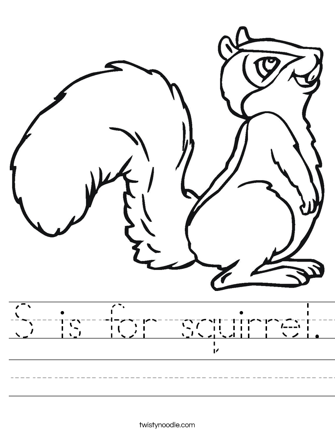 S is for squirrel. Worksheet