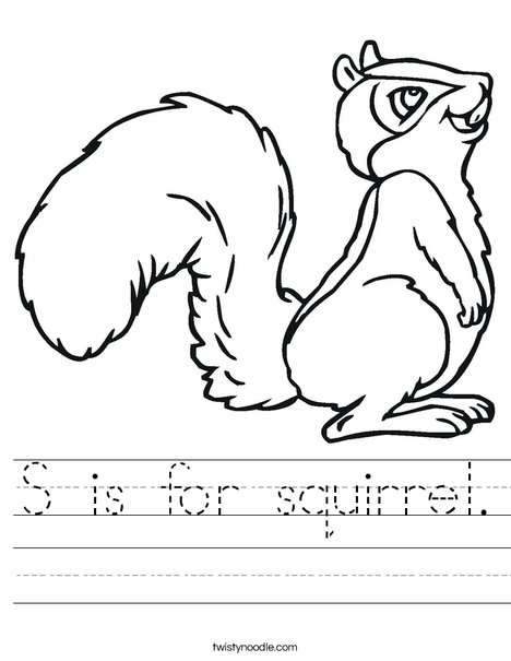 Squirrel with Bushy Tail Worksheet