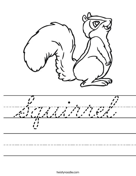 Squirrel with Bushy Tail Worksheet