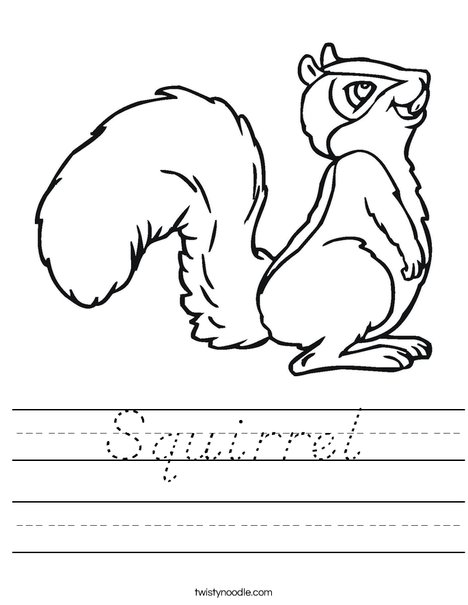 Squirrel with Bushy Tail Worksheet