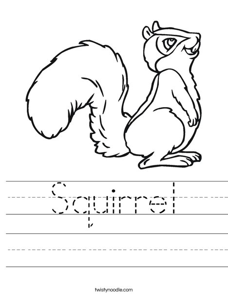 Squirrel with Bushy Tail Worksheet