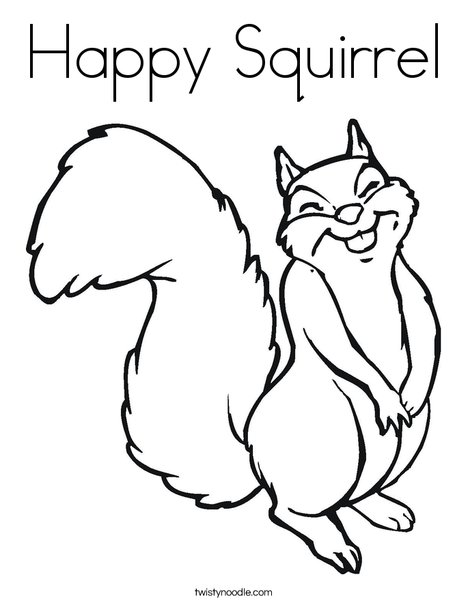 Happy Squirrel Coloring Page