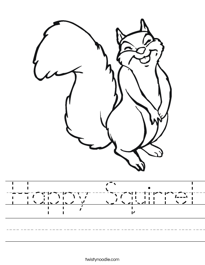 Happy Squirrel Worksheet