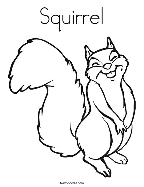 Happy Squirrel Coloring Page