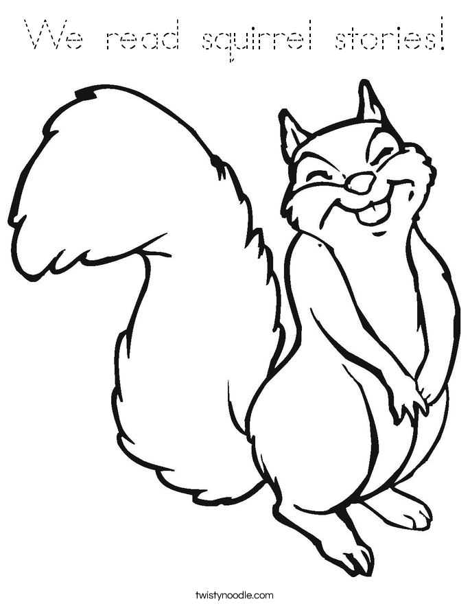 We read squirrel stories! Coloring Page