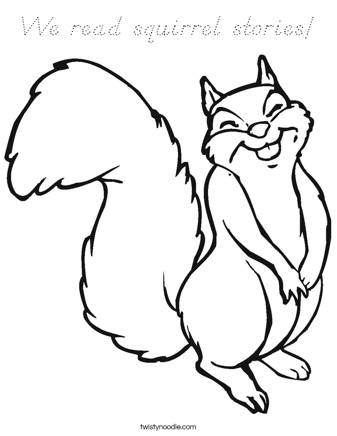 We read squirrel stories! Coloring Page