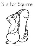 S is for Squirrel Coloring Page