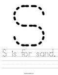 S is for sand. Worksheet