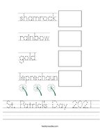 St Patrick's Day 2021 Handwriting Sheet
