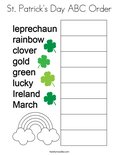 St. Patrick's Day ABC Order Coloring Page