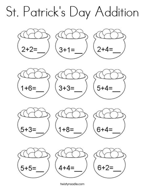 St. Patrick's Day Addition Coloring Page