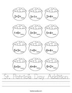 St Patrick's Day Addition Handwriting Sheet