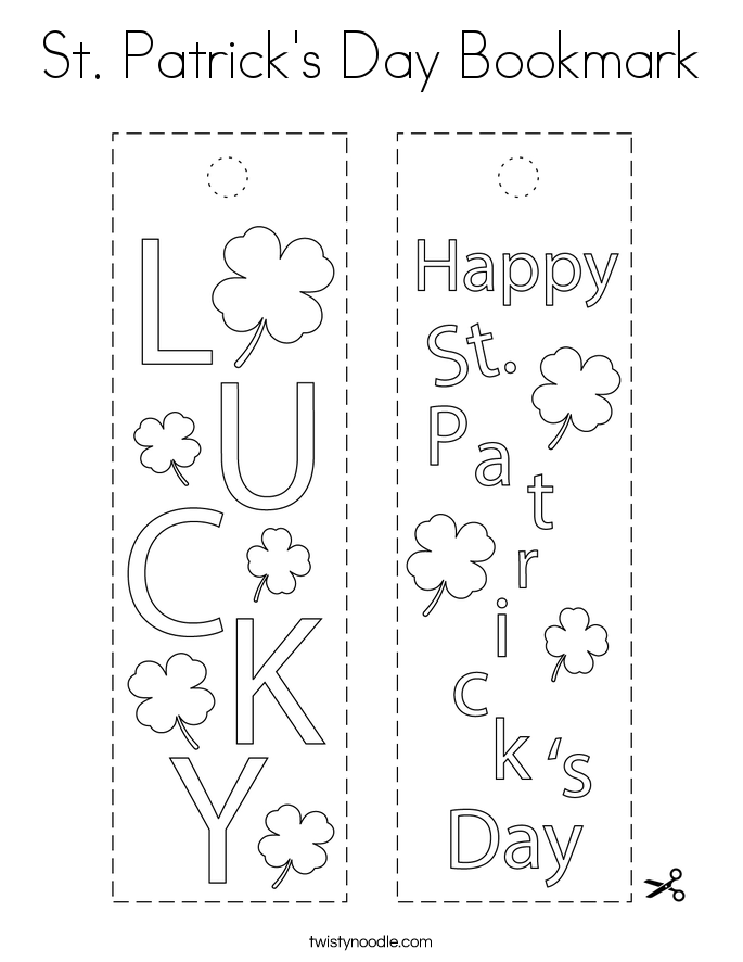 St. Patrick's Day Bookmark Coloring Page