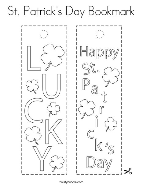 St. Patrick's Day Bookmark Coloring Page