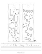 St Patrick's Day Bookmark Handwriting Sheet