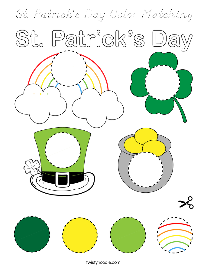 St. Patrick's Day Color Matching Coloring Page