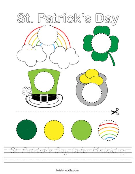 St. Patrick's Day Color Matching Worksheet