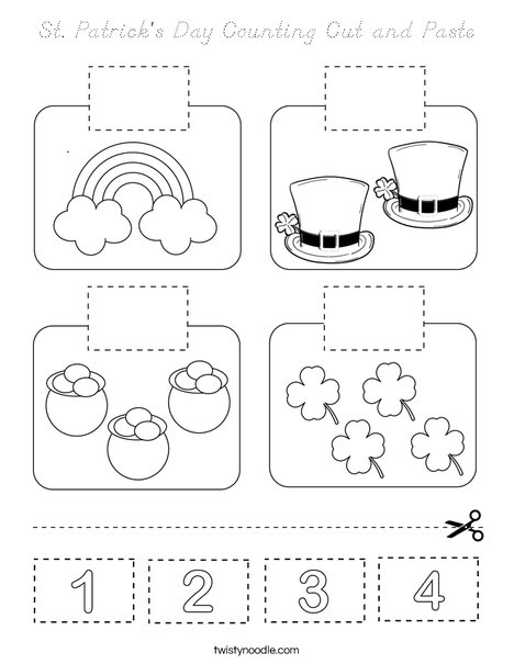 St. Patrick's Day Counting Cut and Paste Coloring Page