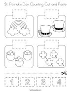 St Patrick's Day Counting Cut and Paste Coloring Page