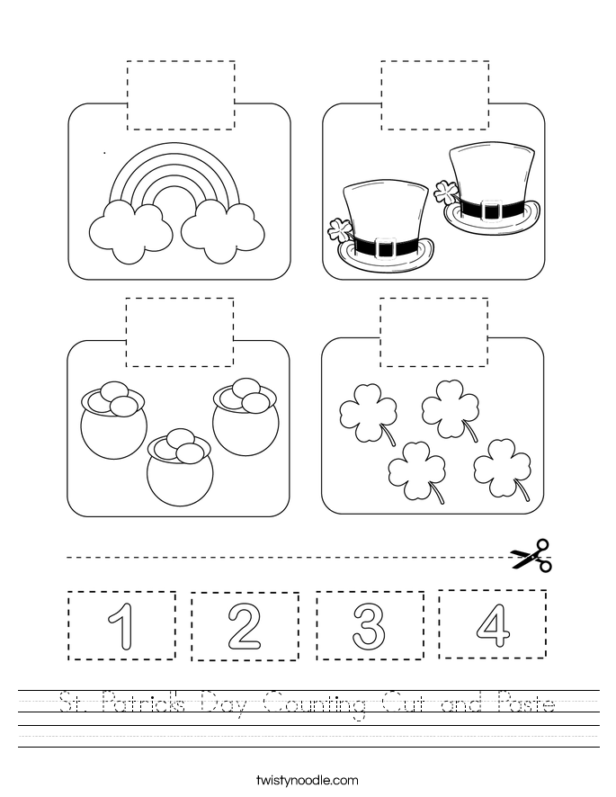 St. Patrick's Day Counting Cut and Paste Worksheet
