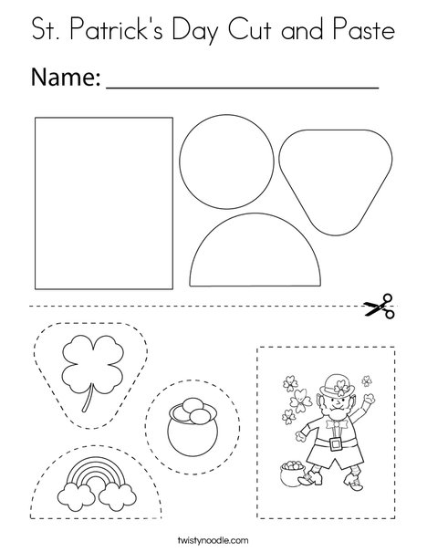St. Patrick's Day Cut and Paste Coloring Page