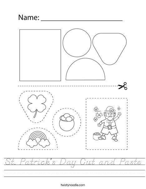 St. Patrick's Day Cut and Paste Worksheet