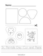 St Patrick's Day Cut and Paste Handwriting Sheet