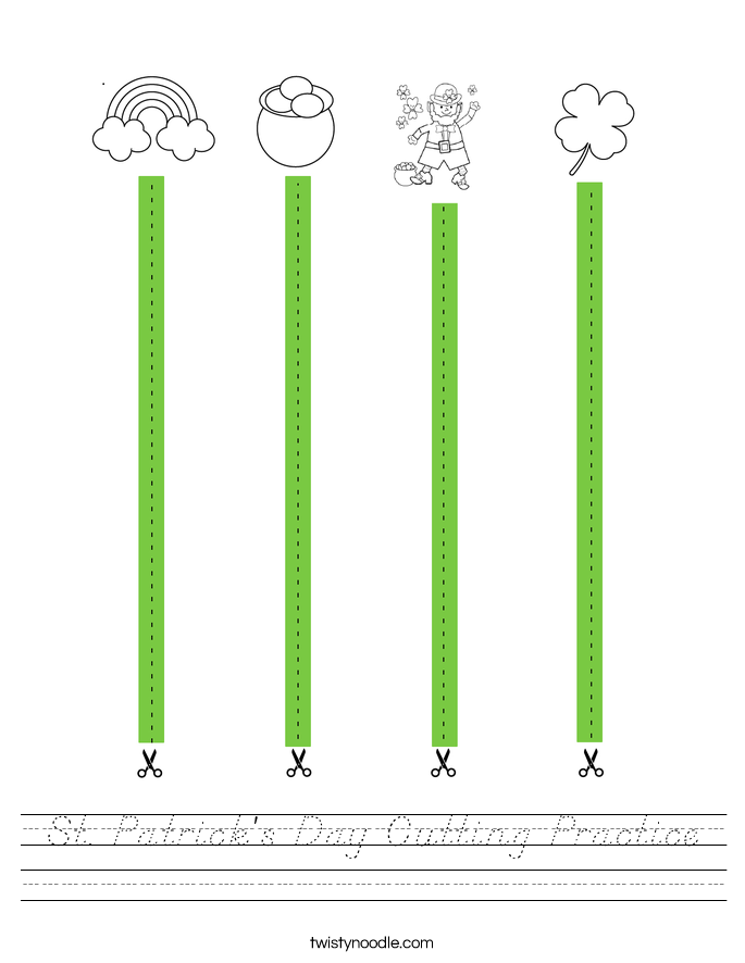 St. Patrick's Day Cutting Practice Worksheet