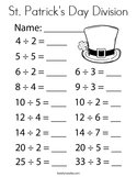 St Patrick's Day Division Coloring Page