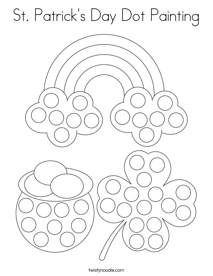 St Patrick's Day Dot Painting Coloring Page - Twisty Noodle