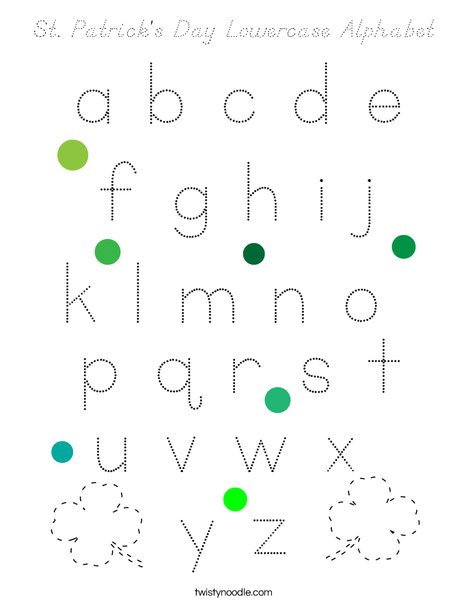 St. Patrick's Day Lowercase Alphabet Coloring Page