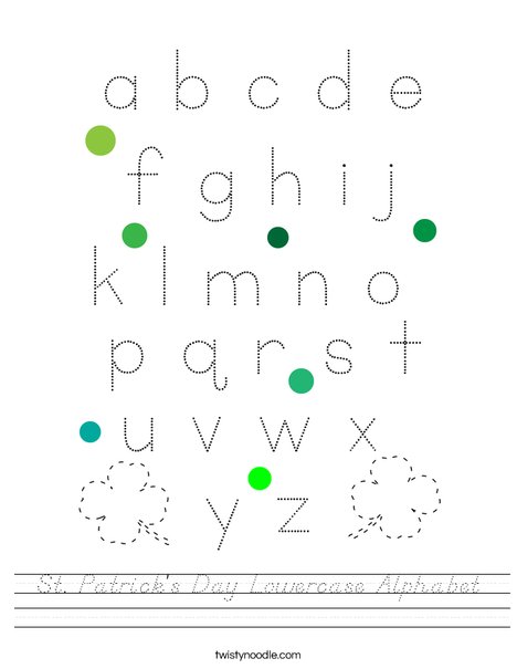 St. Patrick's Day Lowercase Alphabet Worksheet