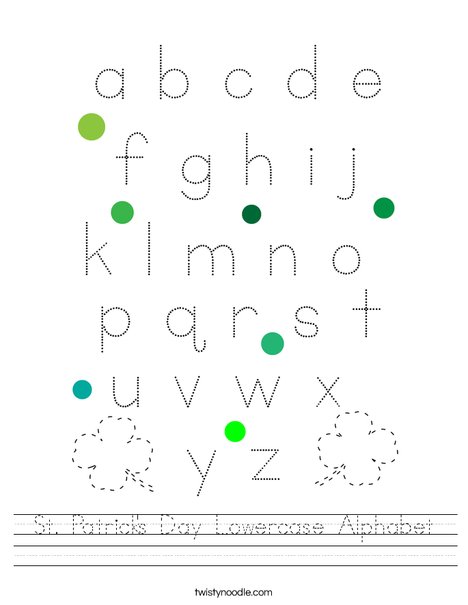 St. Patrick's Day Lowercase Alphabet Worksheet
