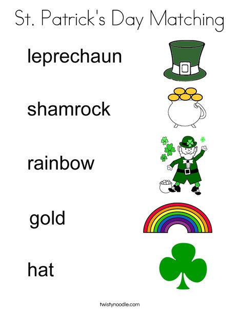 St Patrick's Day Matching Coloring Page - Twisty Noodle