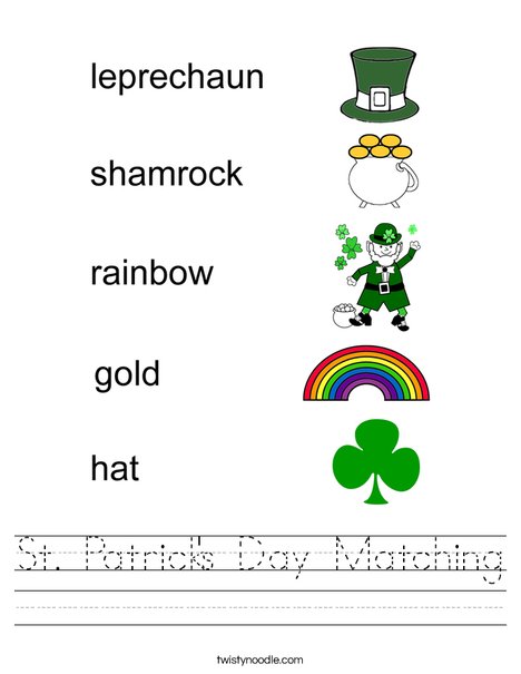 St. Patrick's Day Matching Worksheet
