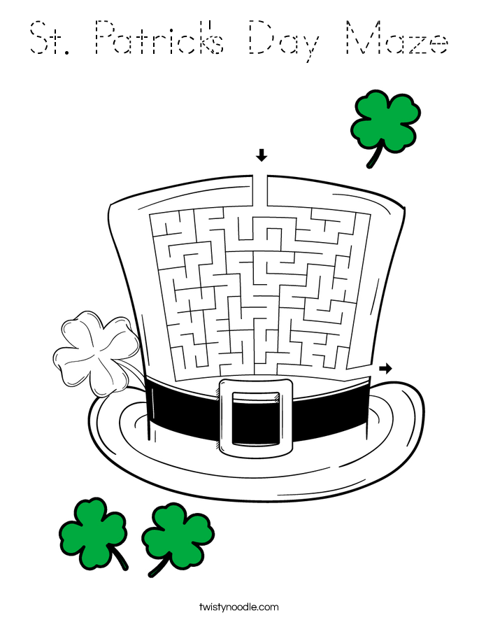 St. Patrick's Day Maze Coloring Page
