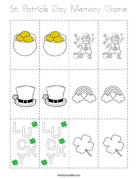 St. Patrick's Day Memory Game Coloring Page