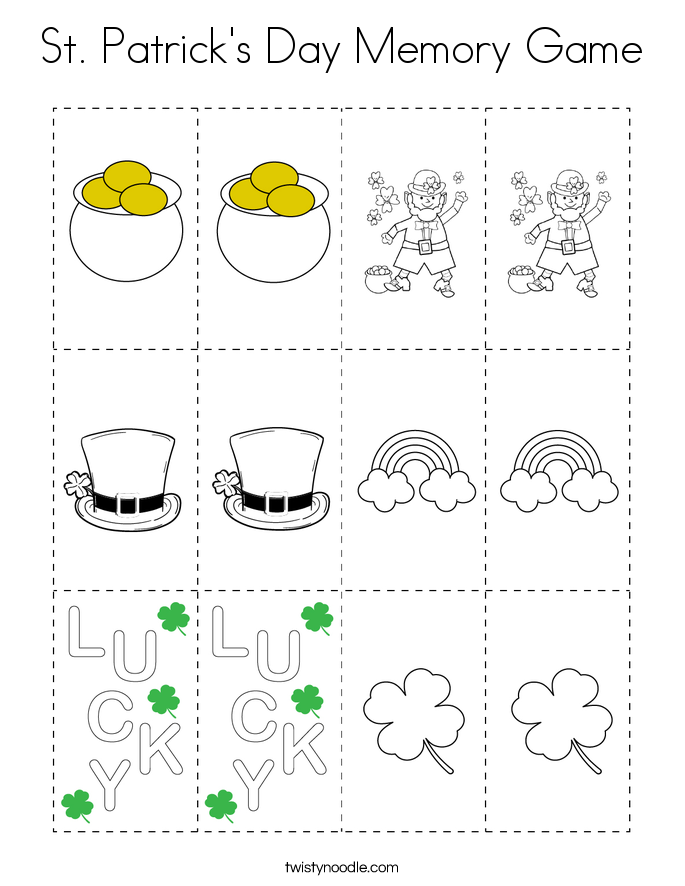 St. Patrick's Day Memory Game Coloring Page