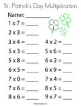 St. Patrick's Day Multiplication Coloring Page