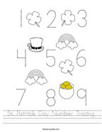 St Patrick's Day Number Tracing Handwriting Sheet