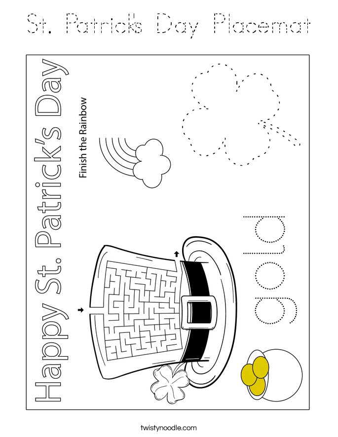 St. Patrick's Day Placemat Coloring Page