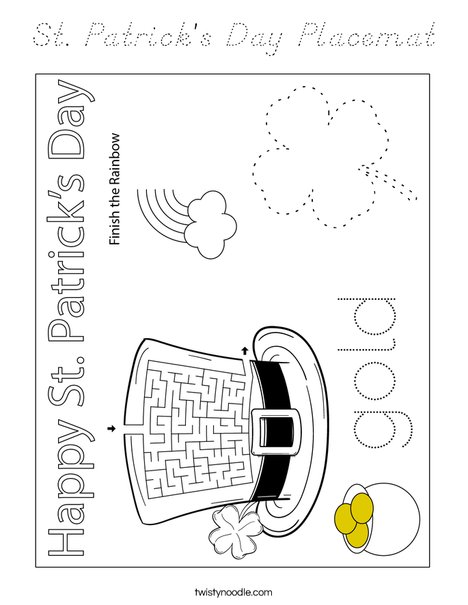 St. Patrick's Day Placemat Coloring Page