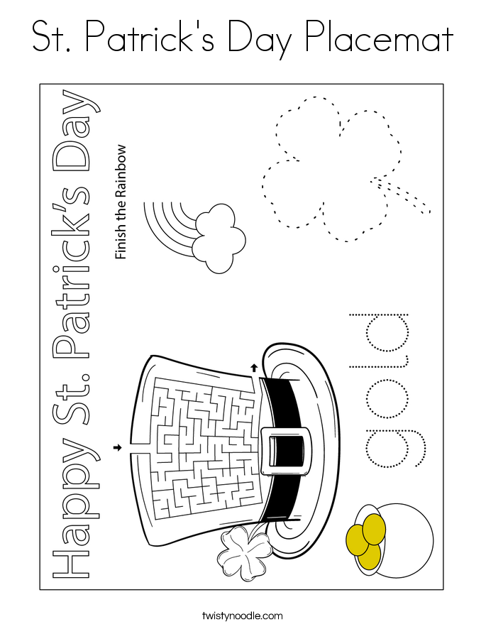 St. Patrick's Day Placemat Coloring Page