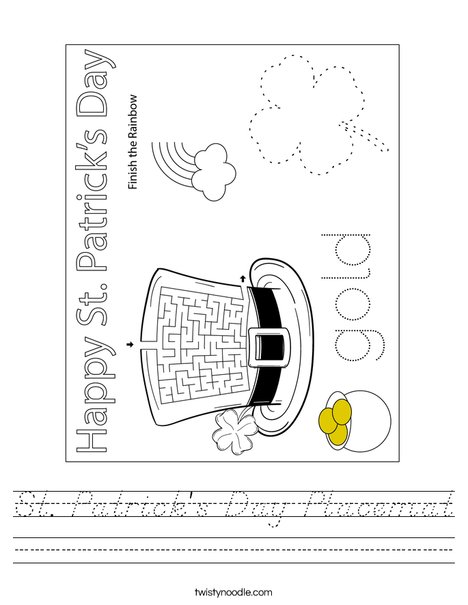 St. Patrick's Day Placemat Worksheet