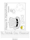 St. Patrick's Day Placemat Worksheet