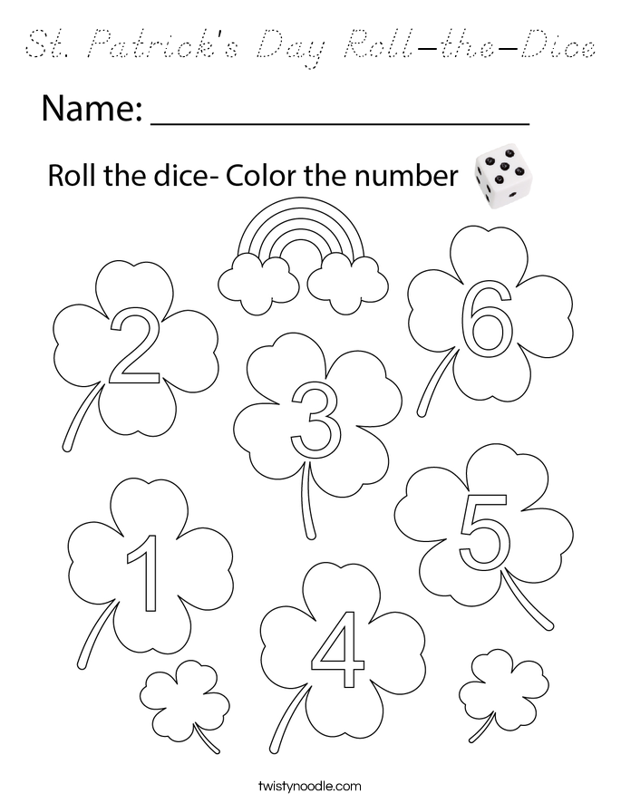 St. Patrick's Day Roll-the-Dice Coloring Page