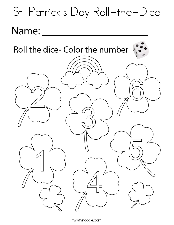 St. Patrick's Day Roll-the-Dice Coloring Page